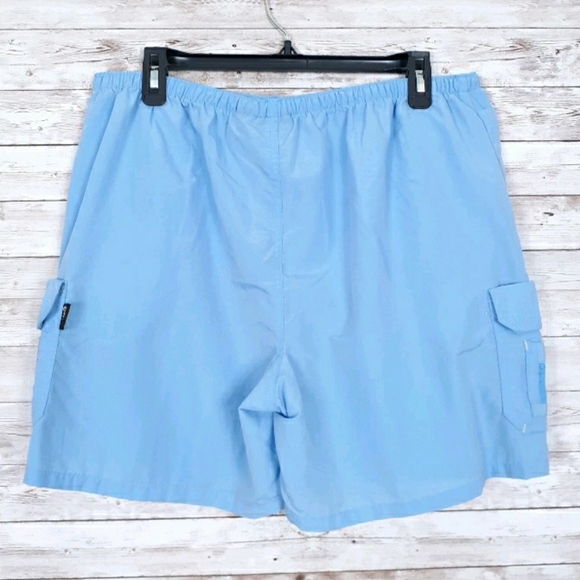 Guide Series Mens Fishing Shorts L Elastic Waist Nylon Blue 83A - Picture 2 of 4